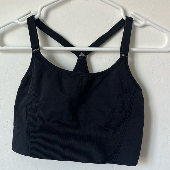 All In Motion Medium Support Sports Bra Black‎ Stretch Size Large - Picture 1 of 3